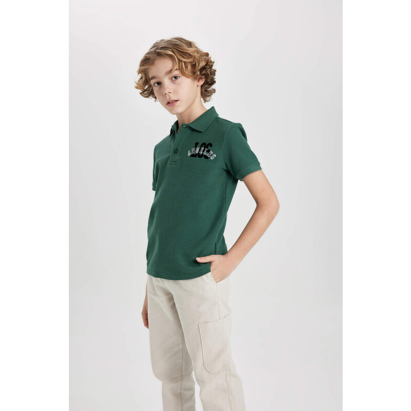 DEFACTO Boy Waffle Short Sleeve Polo T-Shirt