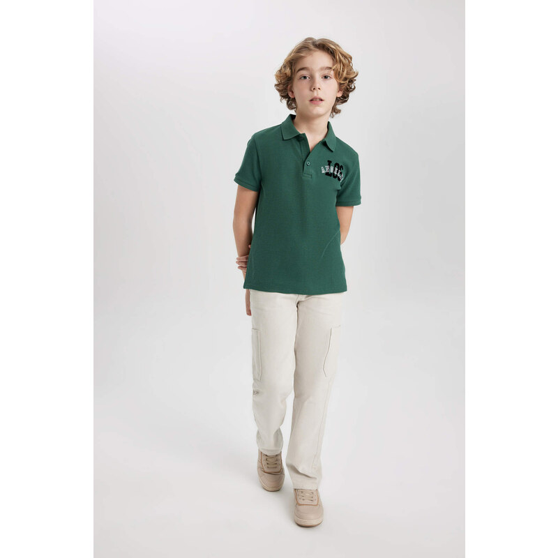 DEFACTO Boy Waffle Short Sleeve Polo T-Shirt