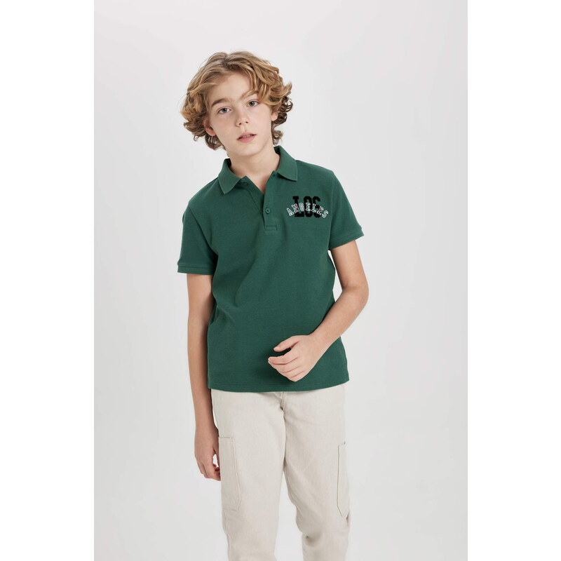 DEFACTO Boy Waffle Short Sleeve Polo T-Shirt