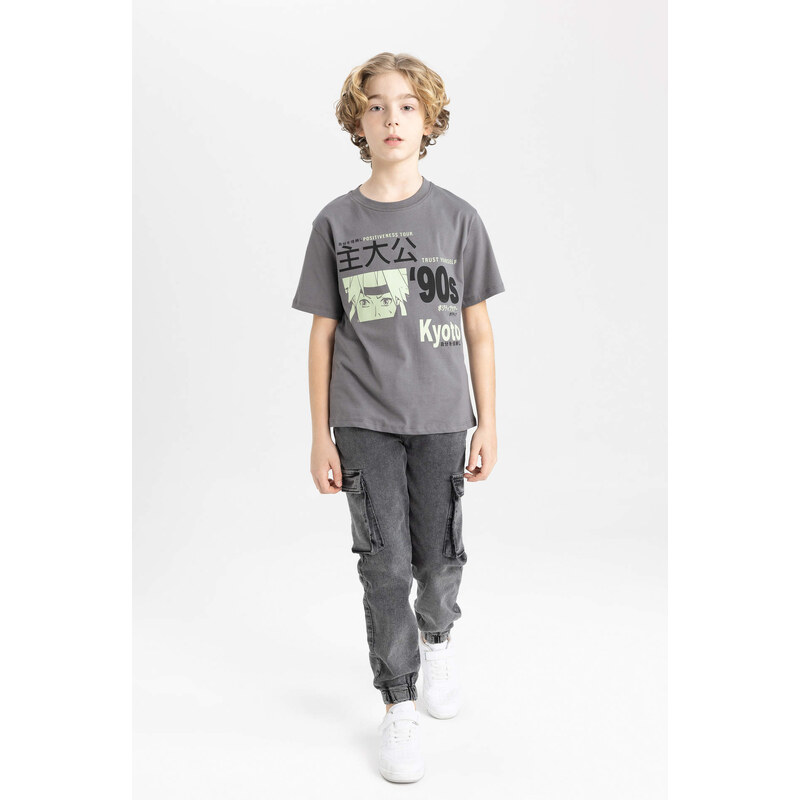 DEFACTO Boy Crew Neck Printed Short Sleeve T-Shirt