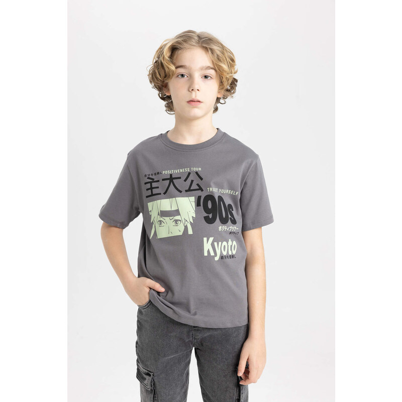 DEFACTO Boy Crew Neck Printed Short Sleeve T-Shirt