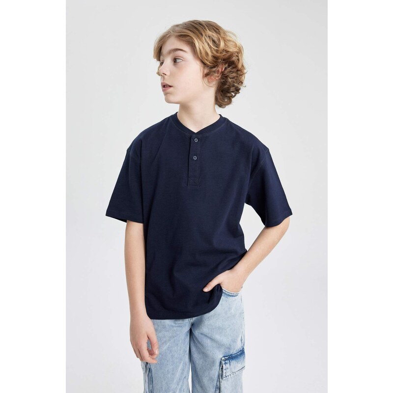 DEFACTO Boy Oversize Fit Collar Short Sleeve T-Shirt