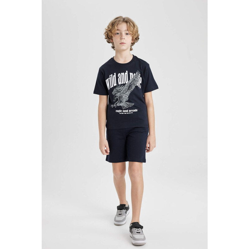 DEFACTO Boy Printed Short Sleeve T-Shirt Shorts 2 Piece Set