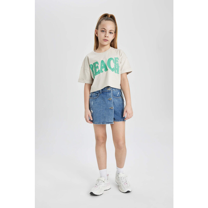 DEFACTO Girl Printed Short Sleeve T-Shirt