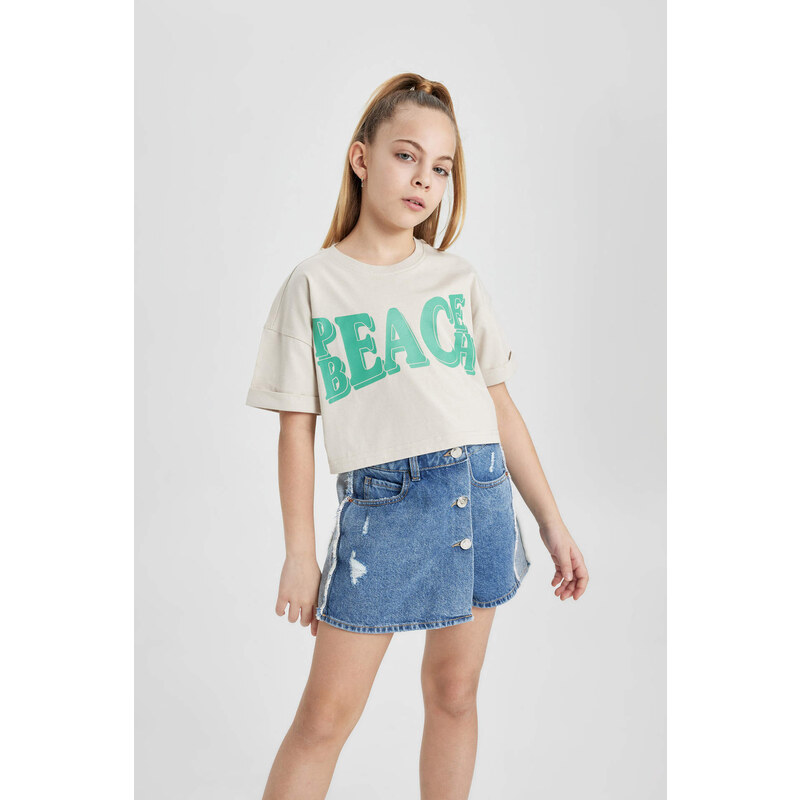 DEFACTO Girl Printed Short Sleeve T-Shirt