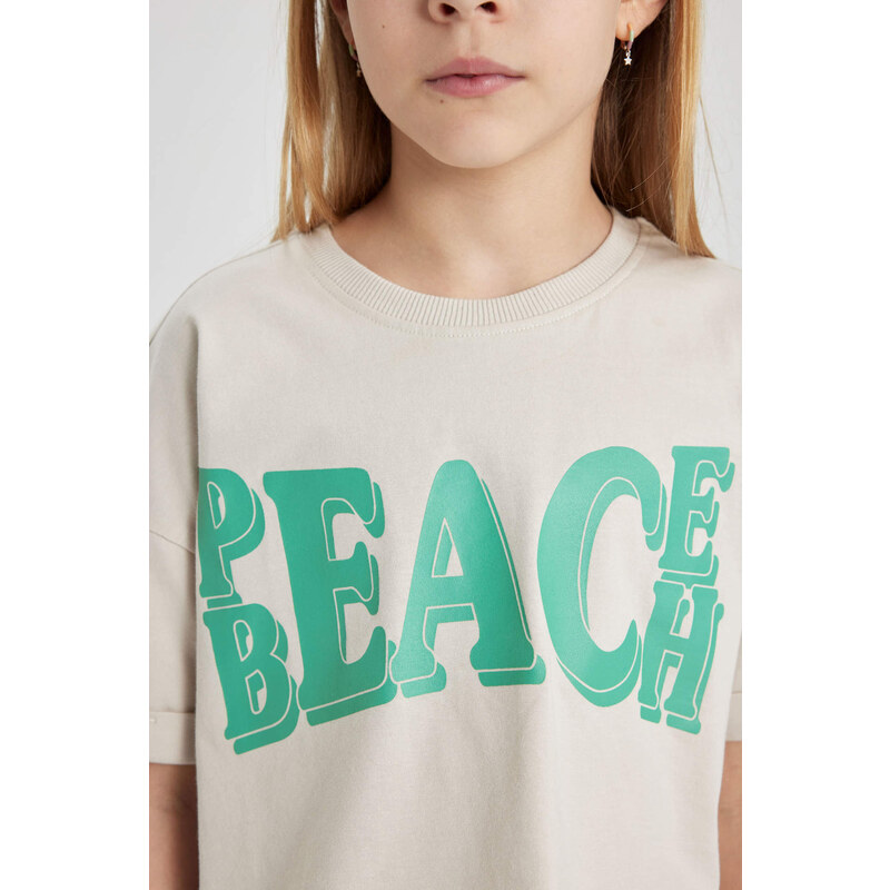 DEFACTO Girl Printed Short Sleeve T-Shirt