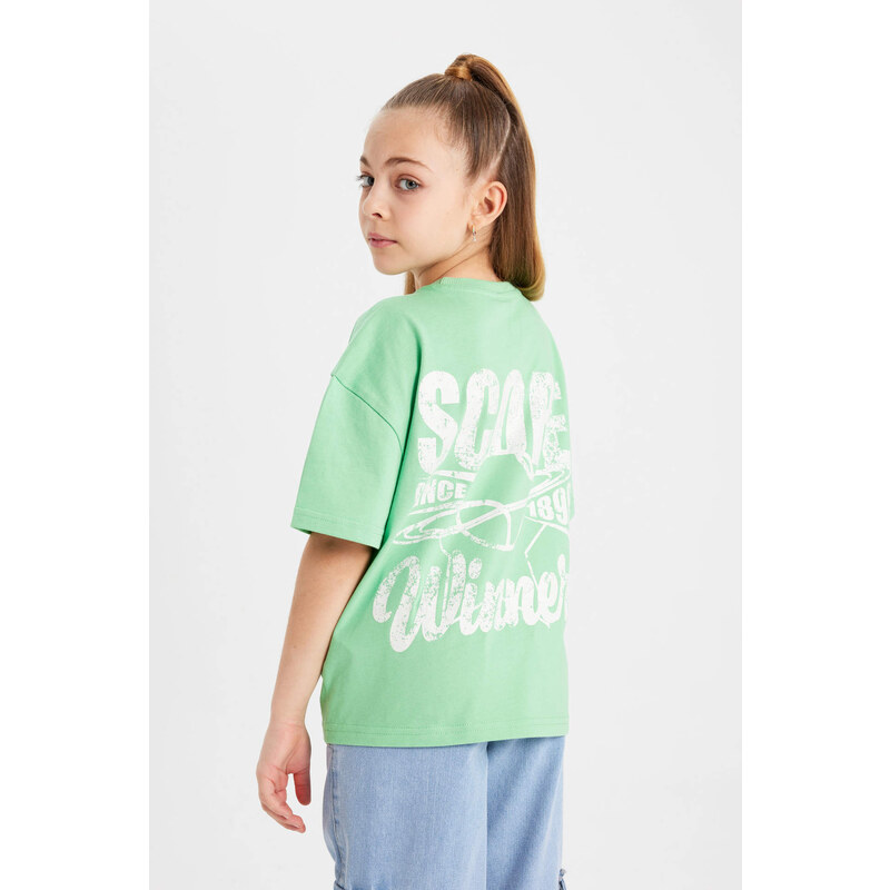 DEFACTO Girl Relax Fit Printed Short Sleeve T-Shirt