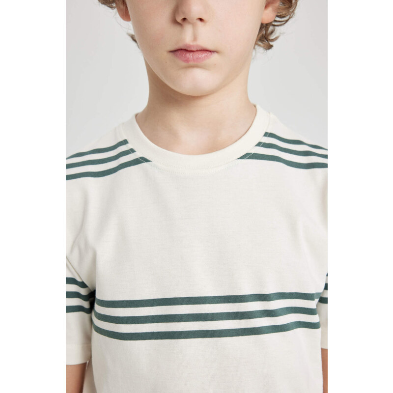 DEFACTO Boy Regular Fit Crew Neck Striped Short Sleeve T-Shirt