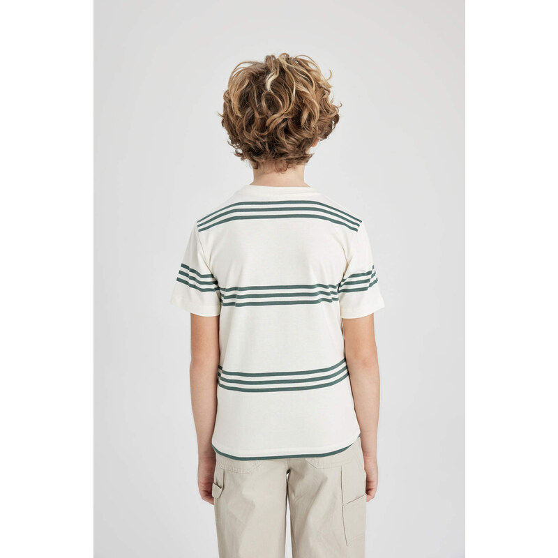 DEFACTO Boy Regular Fit Crew Neck Striped Short Sleeve T-Shirt