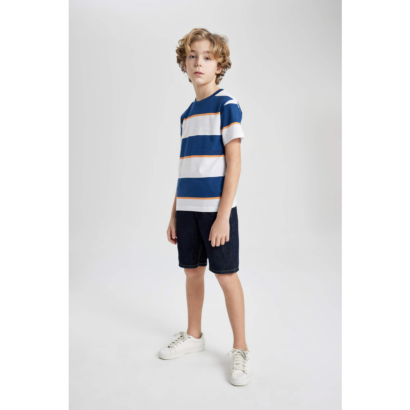 DEFACTO Boy Regular Fit Crew Neck Striped Short Sleeve T-Shirt