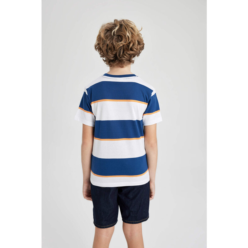 DEFACTO Boy Regular Fit Crew Neck Striped Short Sleeve T-Shirt