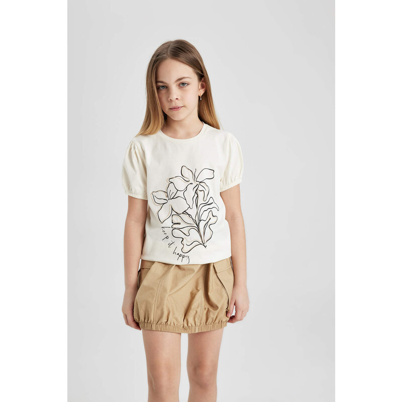 DEFACTO Girl Printed Short Sleeve T-Shirt