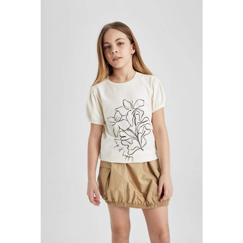 DEFACTO Girl Printed Short Sleeve T-Shirt