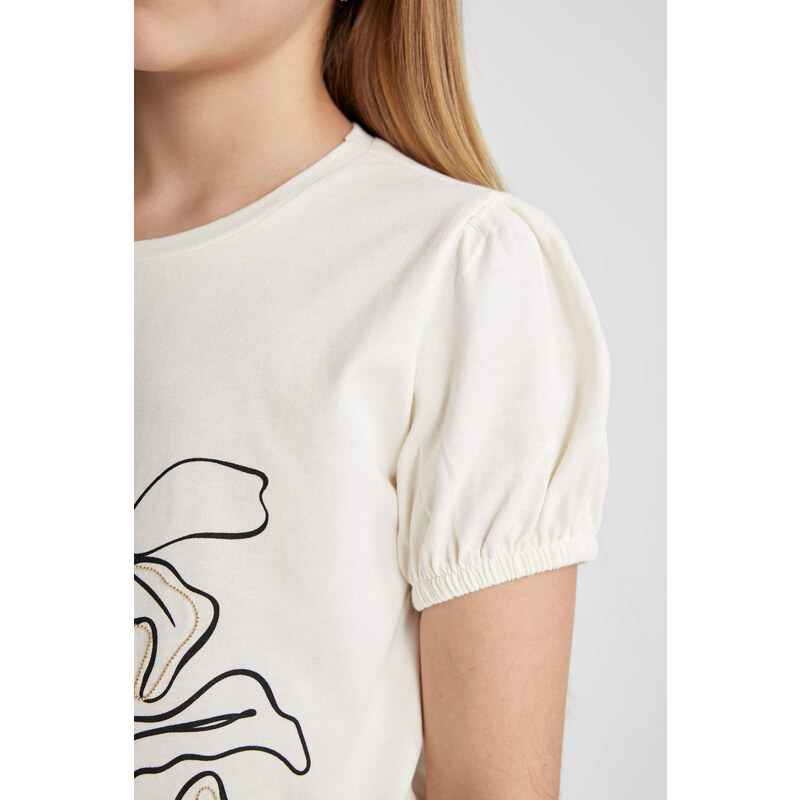 DEFACTO Girl Printed Short Sleeve T-Shirt