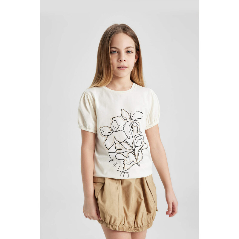 DEFACTO Girl Printed Short Sleeve T-Shirt