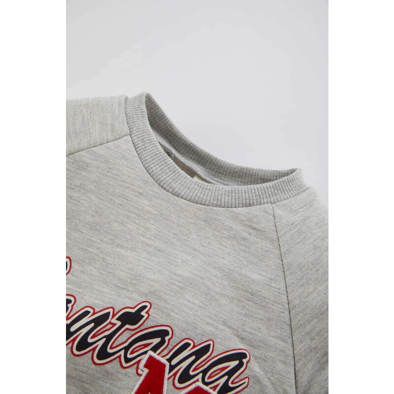 DEFACTO Regular Fit Slogan Crew Neck Sweatshirt