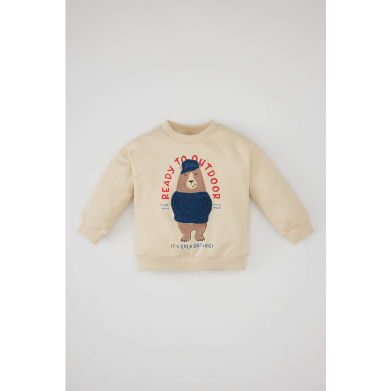 DEFACTO Baby Boy Crew Neck Animal Patterned Thin Sweatshirt