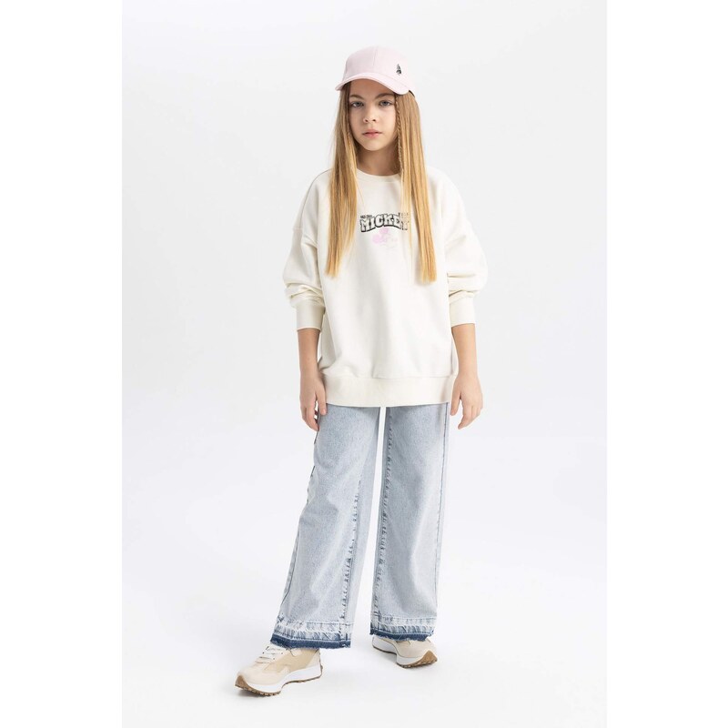 DEFACTO Oversize Fit Mickey & Minnie Licensed Crew Neck Sweatshirt