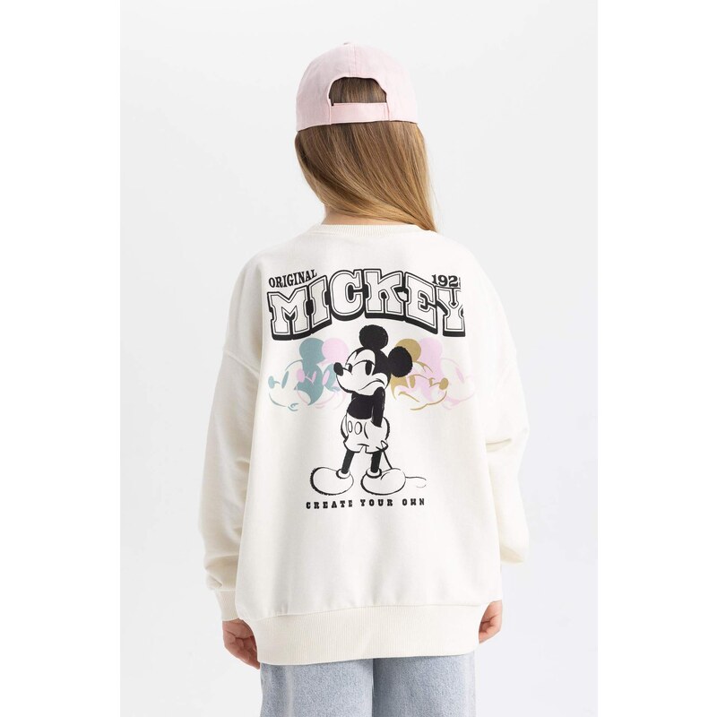 DEFACTO Oversize Fit Mickey & Minnie Licensed Crew Neck Sweatshirt