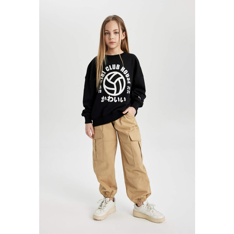 DEFACTO Girl Oversize Fit Crew Neck Sweatshirt