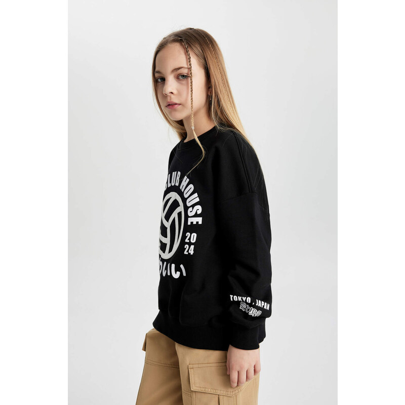 DEFACTO Girl Oversize Fit Crew Neck Sweatshirt