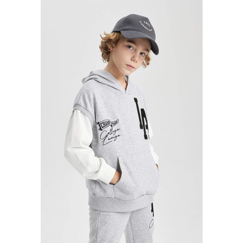 DEFACTO Boy Oversize Fit Hooded Sleeveless Sweatshirt