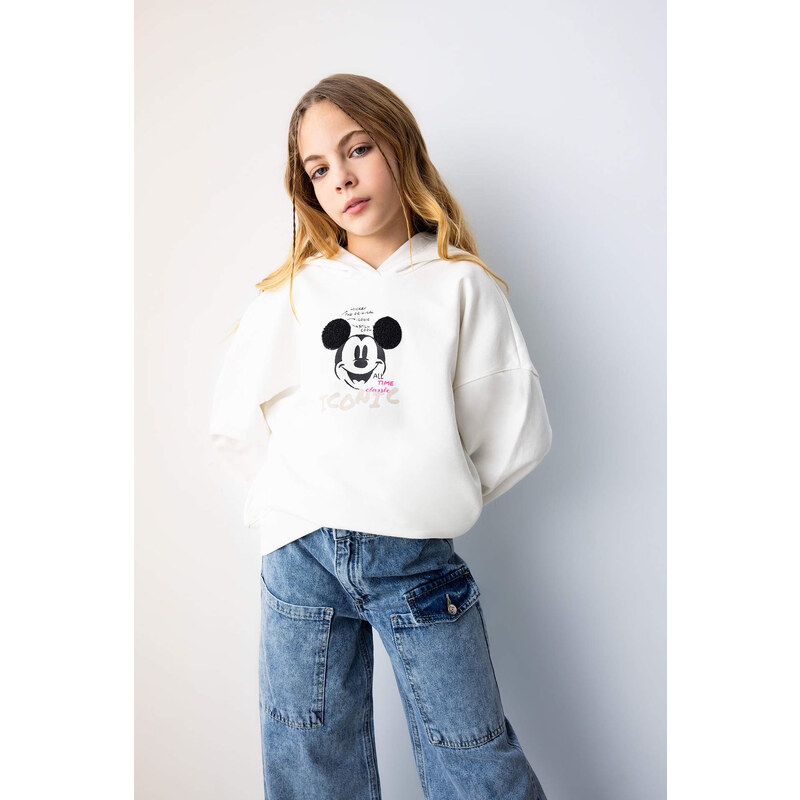 DEFACTO Relax Fit Mickey & Minnie Licensed Hooded Sweatshirt