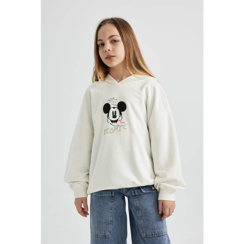 DEFACTO Relax Fit Mickey & Minnie Licensed Hooded Sweatshirt