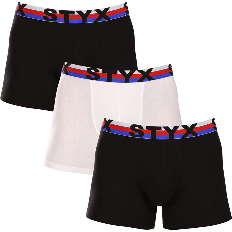 3PACK pánské boxerky Styx long sportovní guma vícebarevné trikolóra (3U19001)