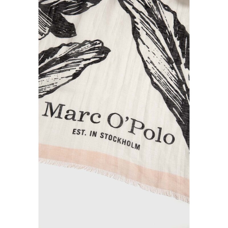 Plátěný šátek Marc O'Polo bílá barva, 403803402177