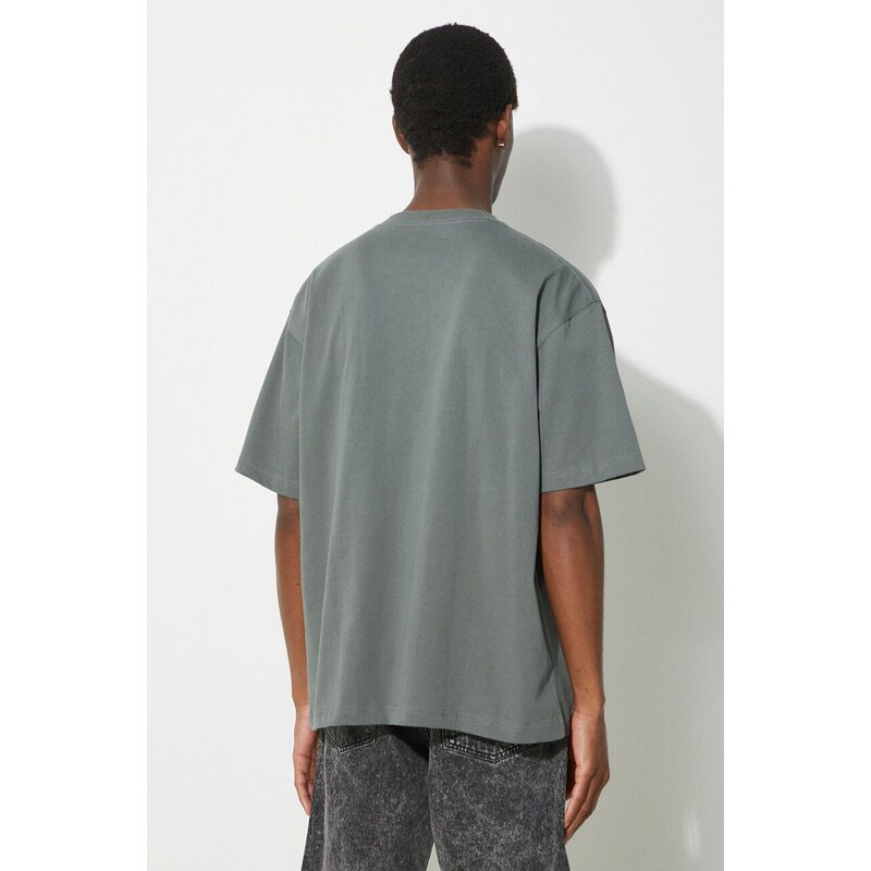 Bavlněné tričko PLEASURES Harness Heavyweight zelená barva, s aplikací, P24SP010.SAGE