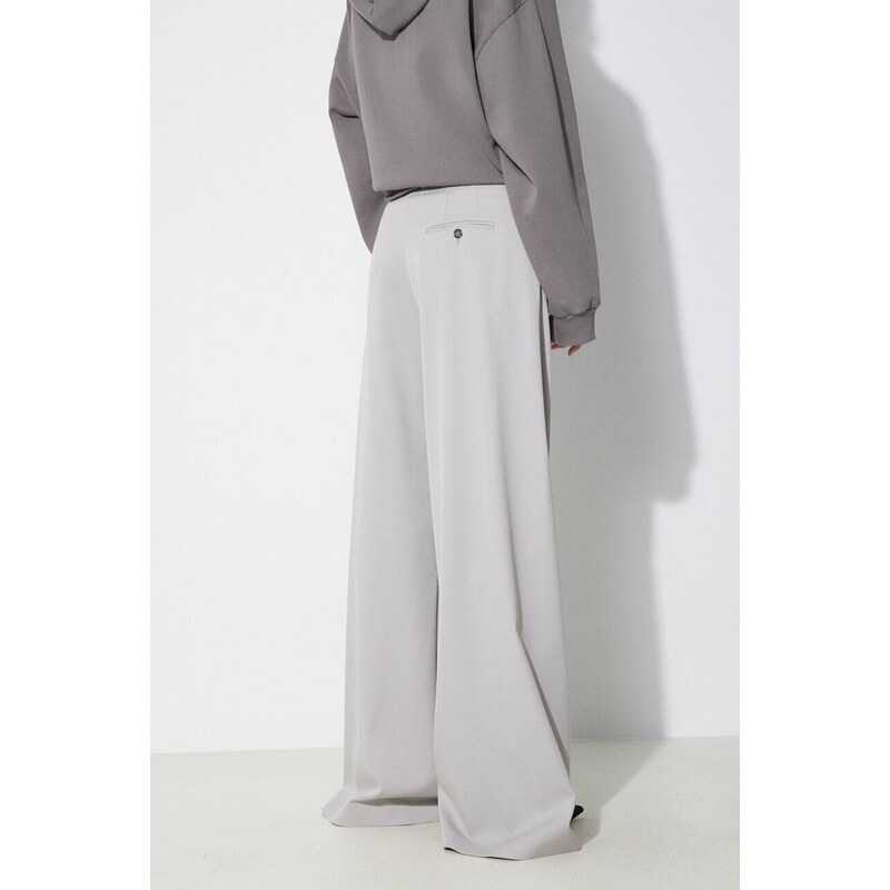 Kalhoty s příměsí vlny MM6 Maison Margiela šedá barva, široké, high waist, S52KA0481
