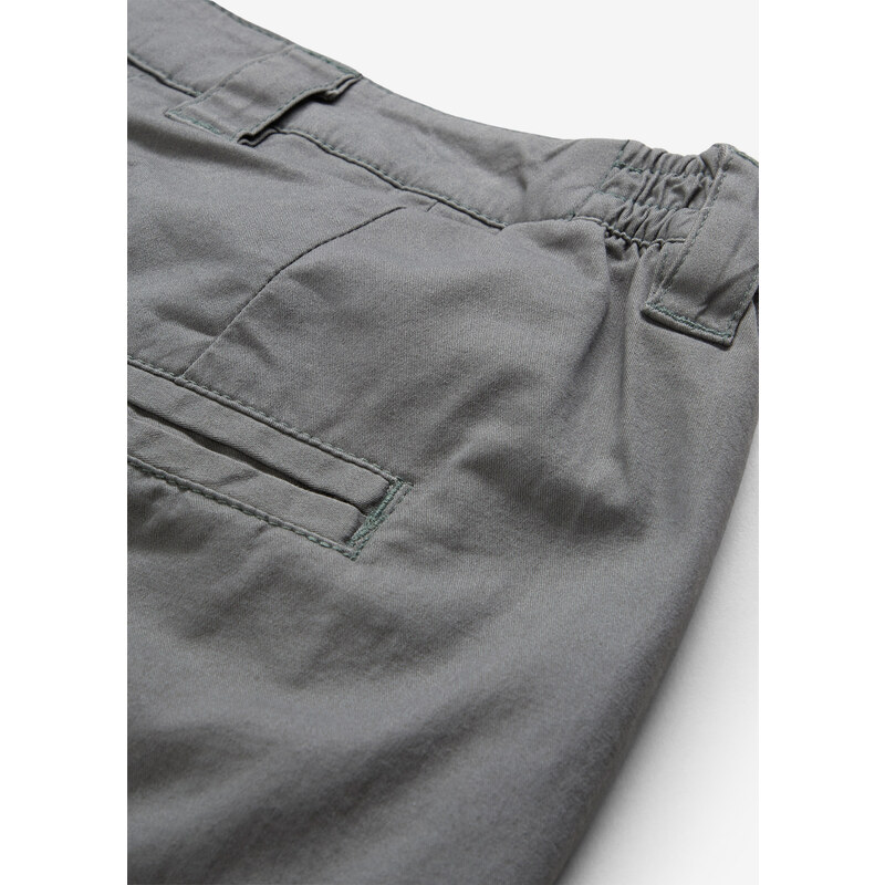 bonprix Strečové chino kalhoty s pohodlnou pasovkou a založenými lemy Zelená