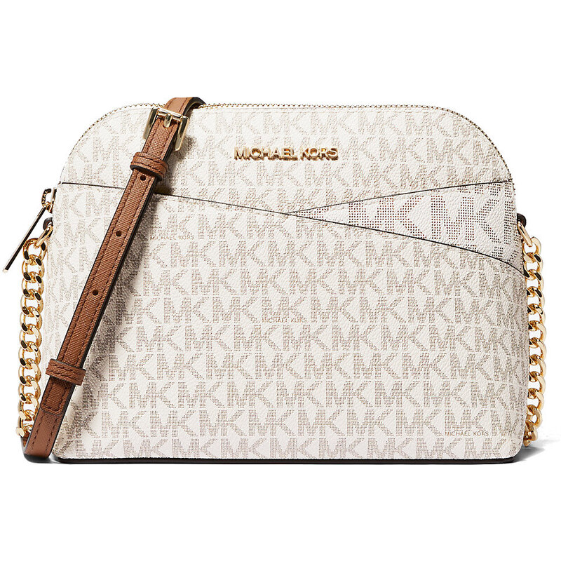 Michael Kors Jet Set Medium Logo Dome Crossbody Vanilla