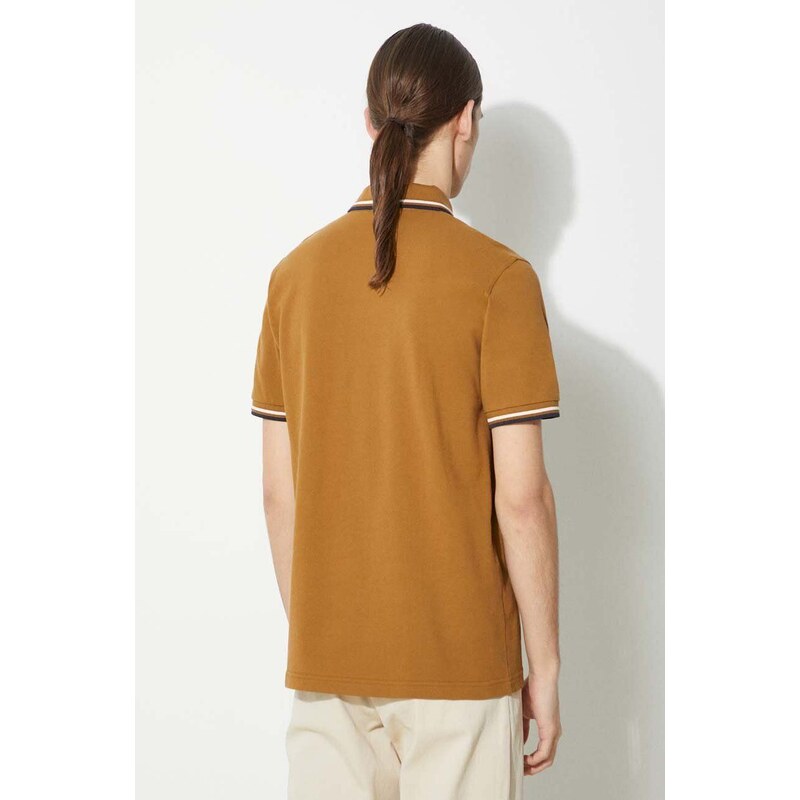 Bavlněné polo tričko Fred Perry Twin Tipped Shirt hnědá barva, M12.V46