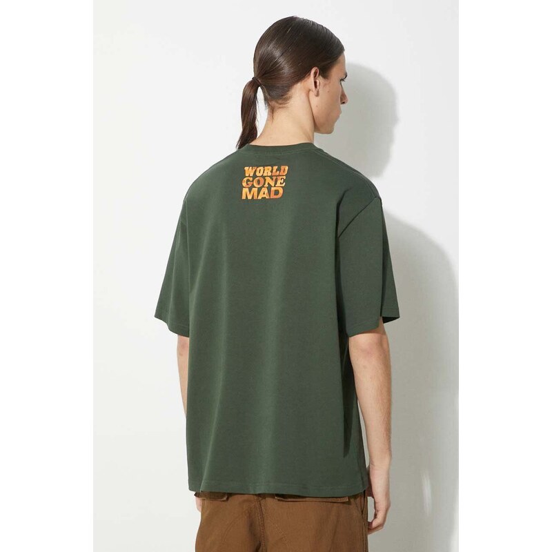 Bavlněné tričko A Bathing Ape Bape Wgm Tee zelená barva, s potiskem, 1J80109062