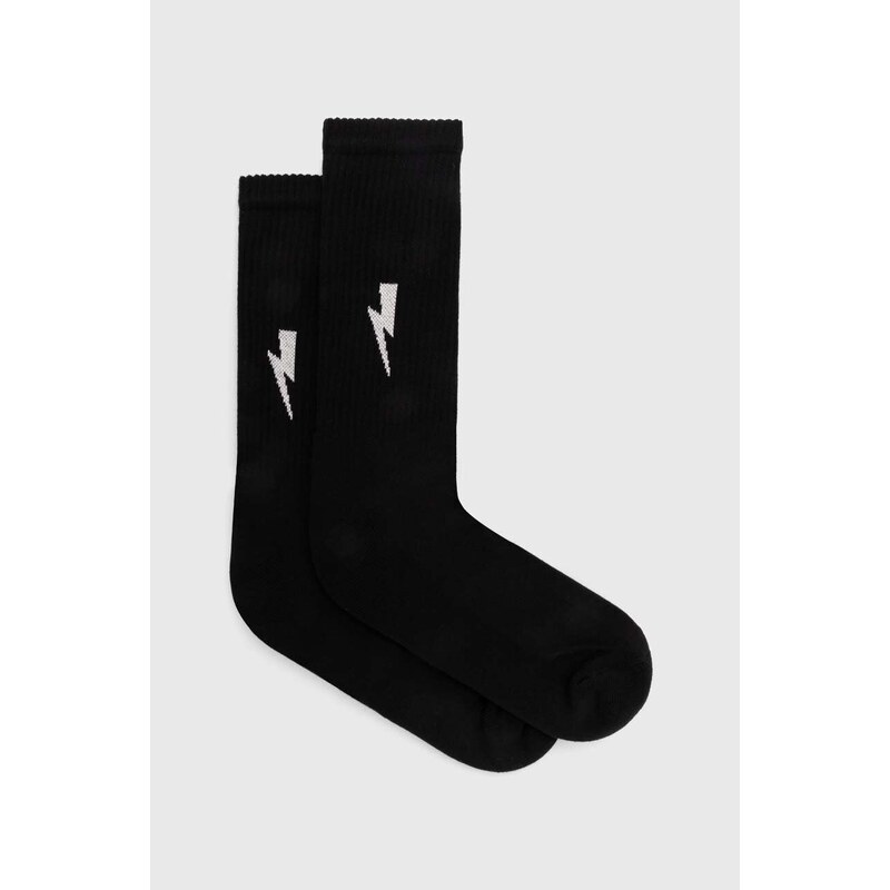 Ponožky Neil Barrett Bolt Cotton Skate Socks pánské, černá barva, MY77116A-Y9400-524N