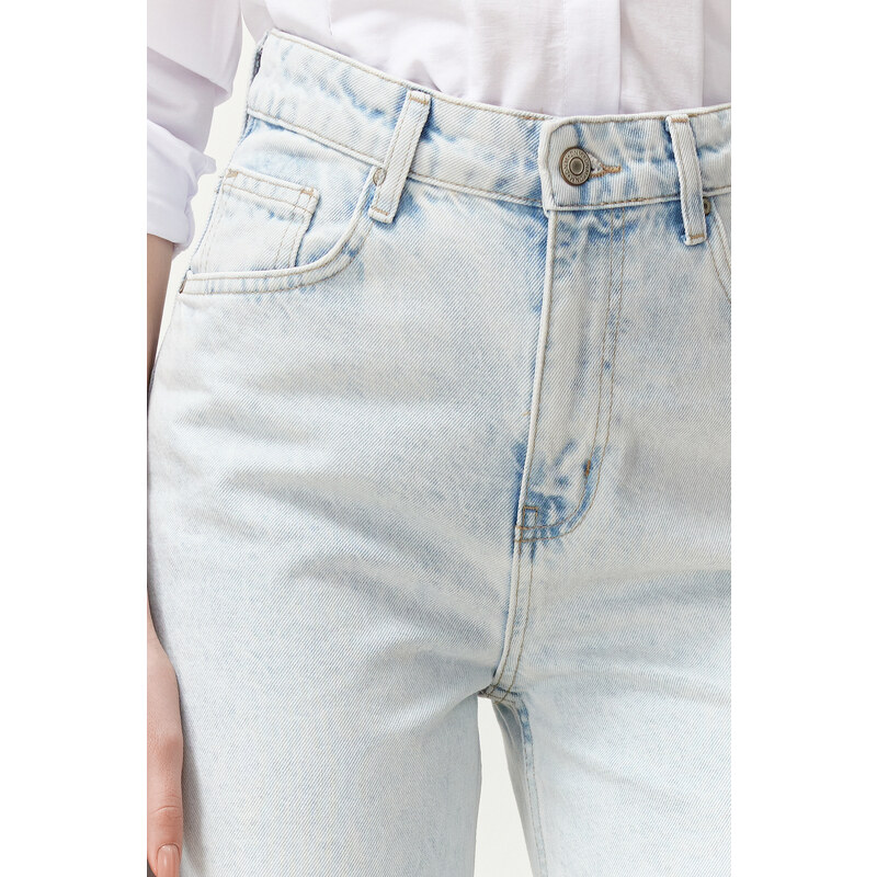 Trendyol Ice Blue High Waist Wide Leg Jeans