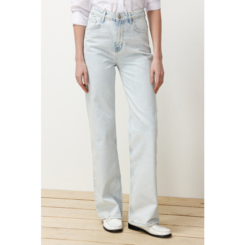 Trendyol Ice Blue High Waist Wide Leg Jeans