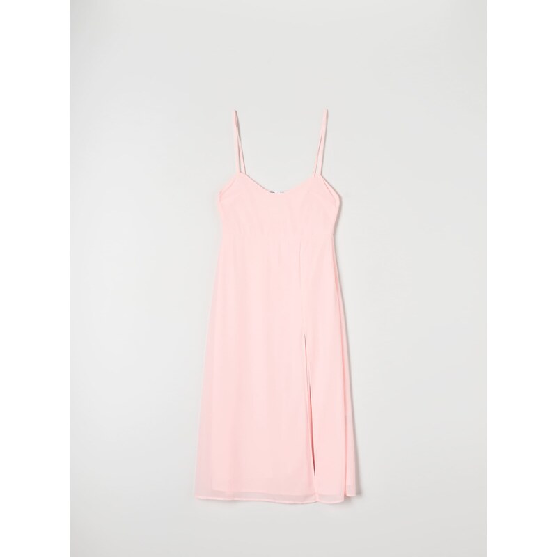 Sinsay - Midi šaty na ramínka - pastelová růžová