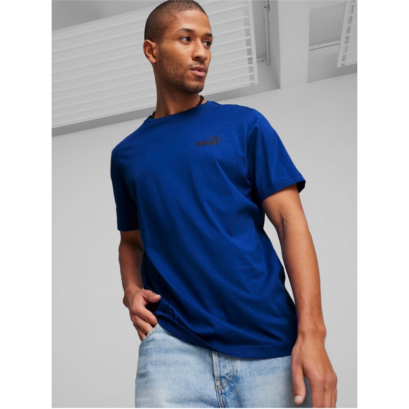 Modré pánské tričko Puma ESS Small Logo Tee - Pánské