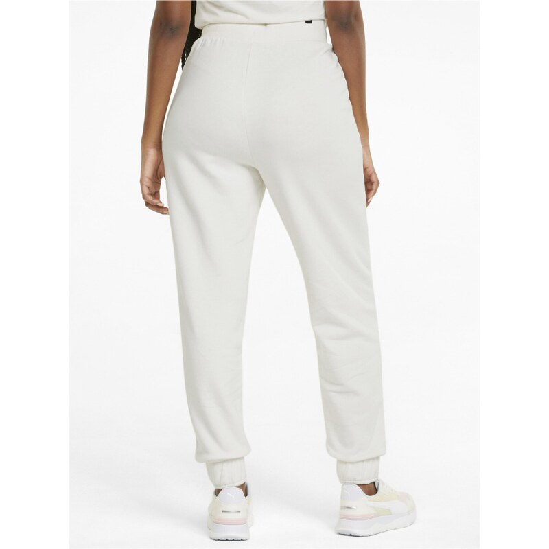 Krémové dámské tepláky Puma ESS+ Embroidery High-Waist Pants - Dámské