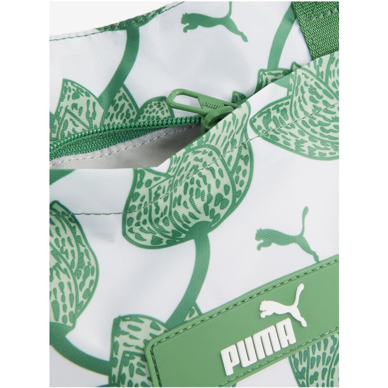 Bílo-zelená dámská vzorovaná taška Puma Core Pop Shopper - Dámské