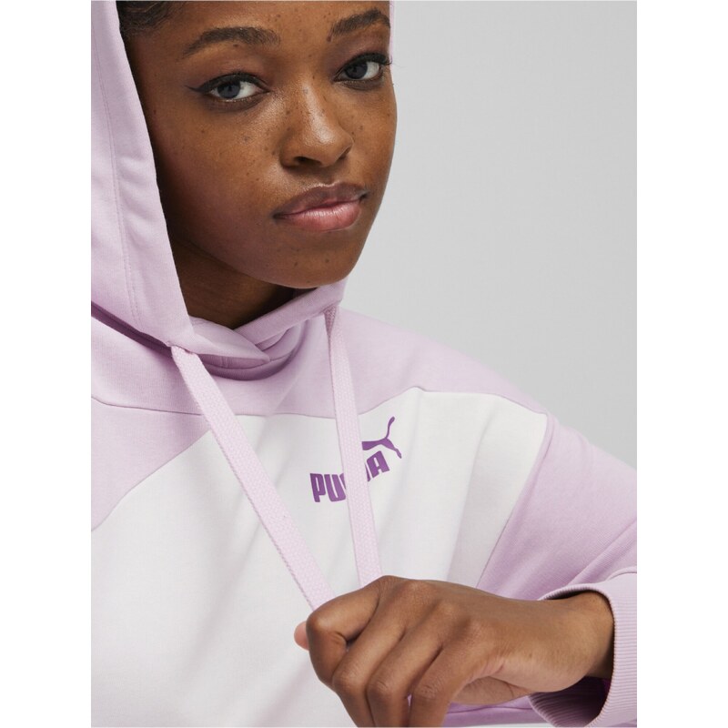 Bílo-růžová dámská mikina s kapucí Puma Power Hoodie TR - Dámské