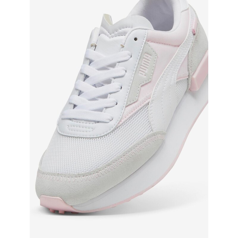 Růžovo-bílé dámské tenisky s koženými detaily Puma Future Rider Q - Dámské