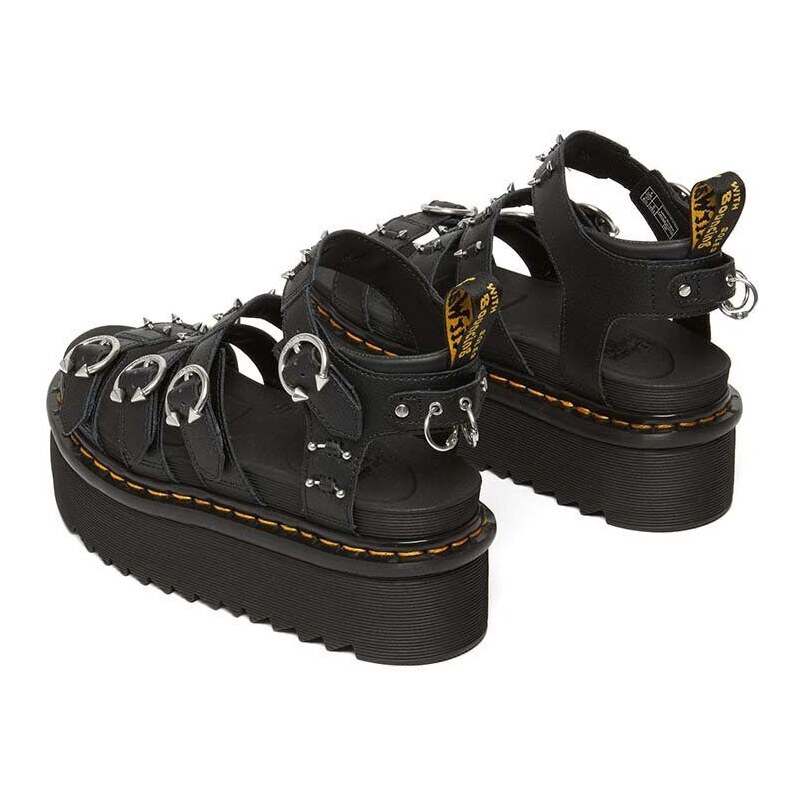 Kožené sandály Dr. Martens Blaire Quad Hardware dámské, černá barva, na platformě, DM31533001