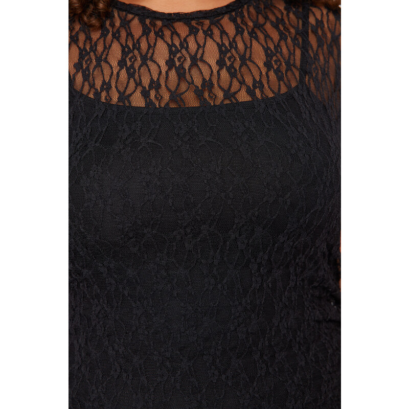 Trendyol Curve Black Lace Midi Knitted Dress