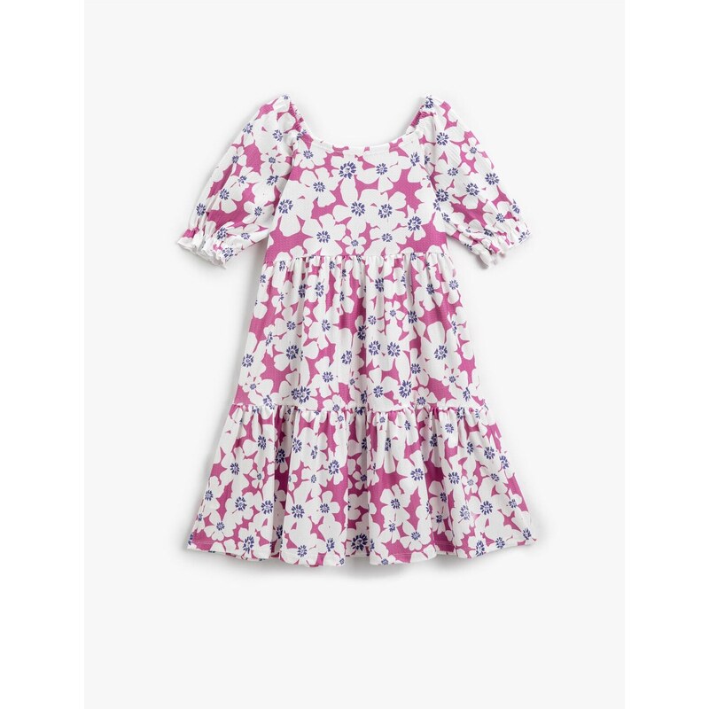 Koton Floral Ruffle Short Sleeve Layered