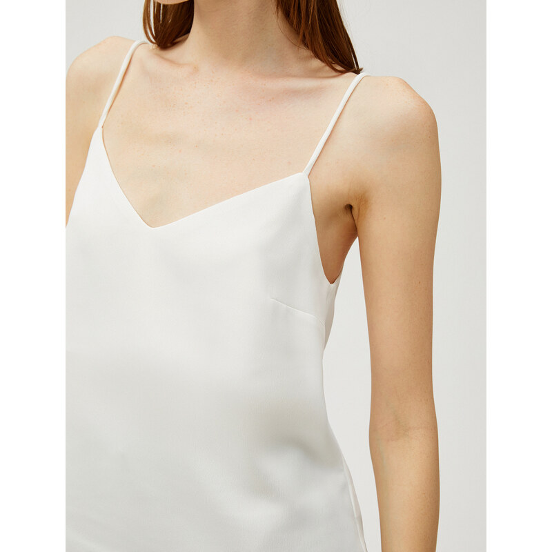 Koton Strapless V-Neck Satin Athlete