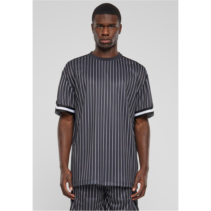 UC Men Pánské tričko Oversized Striped Mesh Tee - černo/bílé